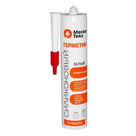 герметик силиконовый MASTERTEKS универсальный 290мл белый, арт.9610075/9612909 герметик силиконовый masterteks для аквариумов 290мл арт 9613260