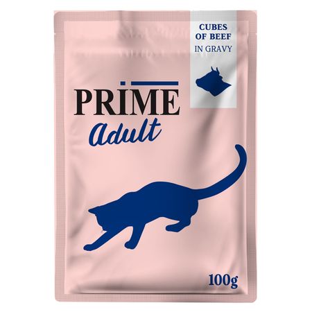 корм для кошек PRIME Adult кусочки из говядины в бульоне пауч 100г влажный корм crave для взрослых кошек с ягненком пауч 70 г