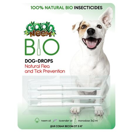 капли антипаразитарные для собак GOOD Neem Био от блох и клещей 3шт.х2мл фиприст комбо капли на холку для собак весом от 10 до 20кг 1 34мл
