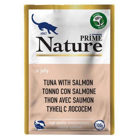 корм для кошек PRIME Nature тунец с лососем в желе пауч 100г влажный корм crave для взрослых кошек с ягненком пауч 70 г