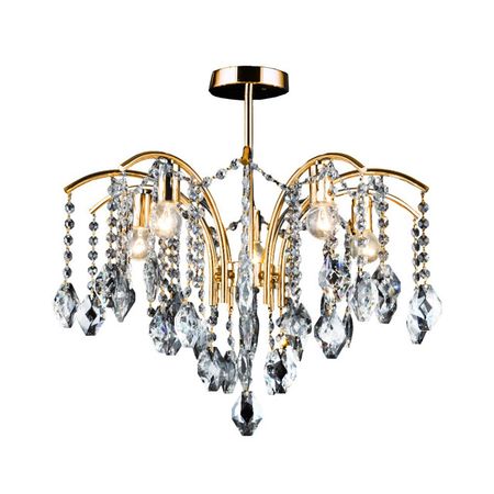 люстра подвесная БАЛТИЙСКИЙ СТИЛЬ Хрусталь 5х40Вт Е14 металл золото