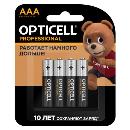 батарейка OPTICELL Профешионал 1,5В алкалиновая AAА 4шт батарейка opticell алкалиновая 9v 1 шт