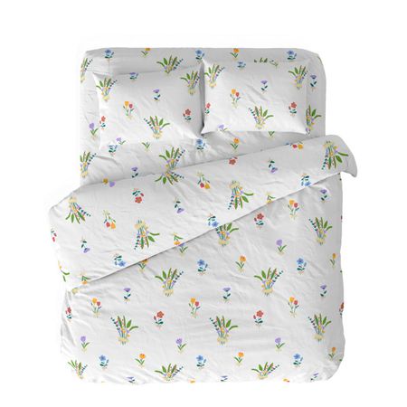 постельное белье 1,5сп TODELIA Весенний букет перкаль 2 нав.50х70см, арт.МД1,5п/5070 22001-1