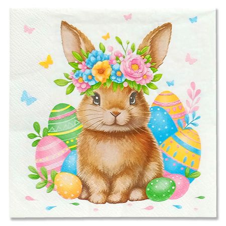 салфетки BOQUET Кролик в цветочном венке 3-слойные 33х33см 20шт салфетки boquet новогодняя ель на белом 3 слойные 24х24см 25шт