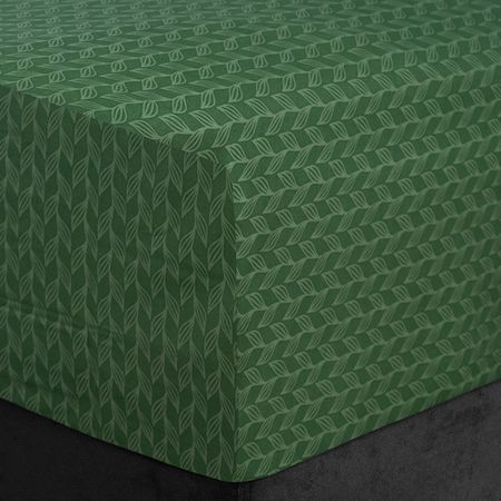 простыня на резинке Эльф 140х200х20см бязь зеленая, арт.045М-Весенняя полянка