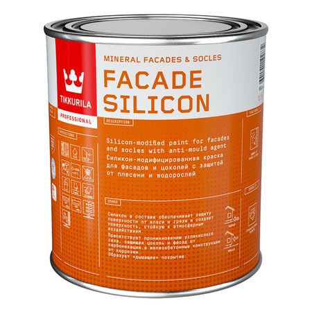 краска акриловая фасадная TIKKURILA Facade Silicon база А 0,9л белая, арт.700011473 краска акриловая proremontt фасадная белая 3кг арт 0006590