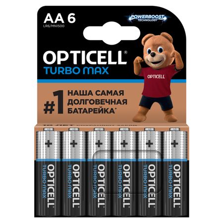 батарейка OPTICELL Турбо Макс 1,5В алкалиновая AA 6шт батарейка opticell алкалиновая 9v 1 шт