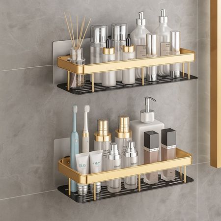 полка для ванной прямоугольная двойная алюминий золотой крышка столба прямоугольная алюминий 48x110x110 мм венге