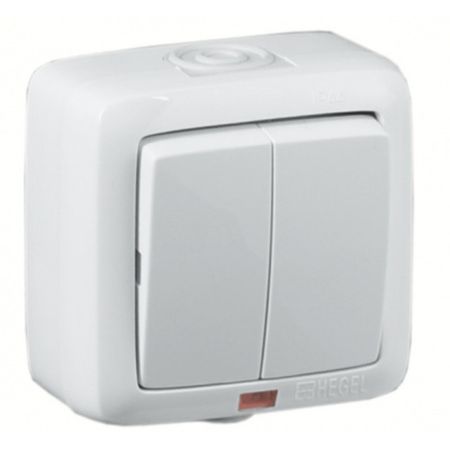 выключатель 2-клавишный HEGEL Alfa Aqua IP44 с индикацией белый трех ная флейта для alfa romeo stelvio giulia 159 156 giulietta 147 mito spider gt