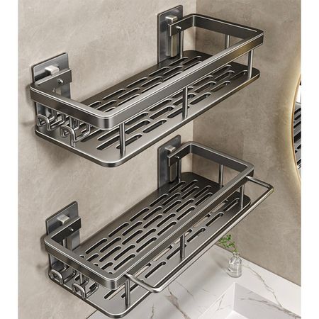 полка для ванной прямоугольная двойная алюминий серый крышка столба прямоугольная алюминий 48x110x110 мм венге