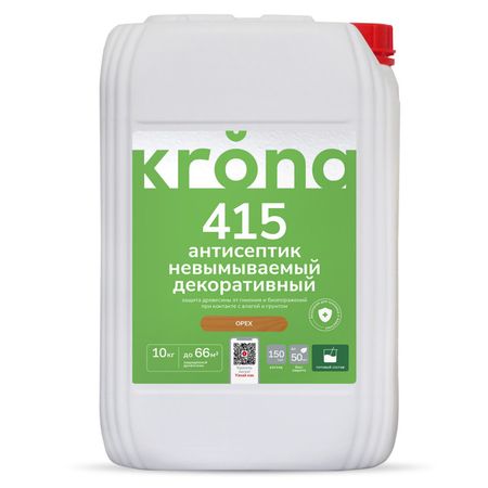антисептик невымываемый декоративный KRONA 415 орех 10 кг, арт. 66320278