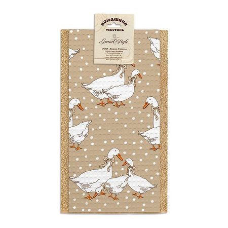 комплект полотенец кухонных Гуси и горох 35х60см 2шт бежевый, арт. НК-Гуси беж полотенце кухонное ваф гуси 35х60см белое арт 102 гуси