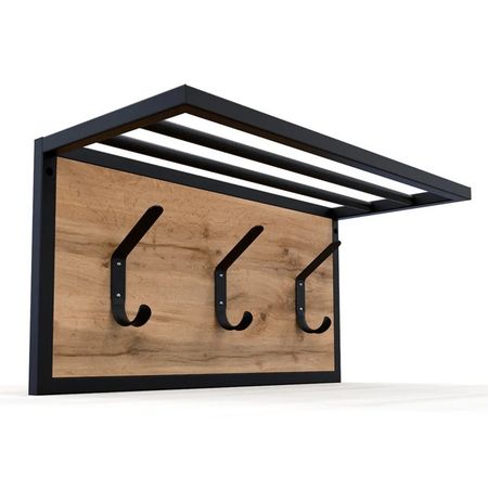 полка MAKE MEBEL Фойе 600х300мм 9005 муар Дуб Вотан