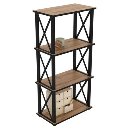 стеллаж MAKE MEBEL Лофт-4 500х300х1120мм 9005 муар Дуб Вотан