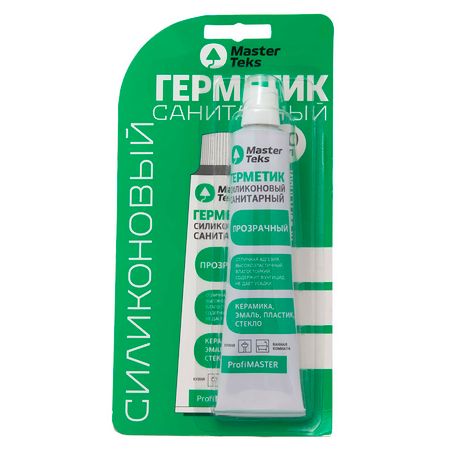 герметик силиконовый MASTERTEKS санитарный бесцветный 80мл, арт.9612960