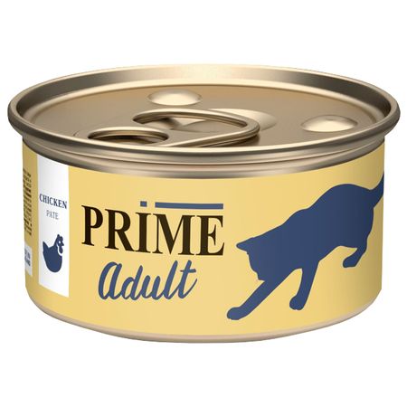 корм для кошек PRIME Adult курица паштет банка 75г еда florida консервы консервы для щенковиндейка с клюквой 12 шт 2 88 кг