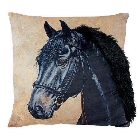 подушка декоративная Лошадь с гривой 40х40см черная, арт.ПД-Грива Ч трафарет для живописи лошадь beebeecraft
