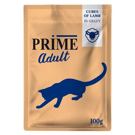 корм для кошек PRIME Adult кусочки из ягненка в бульоне пауч 100г