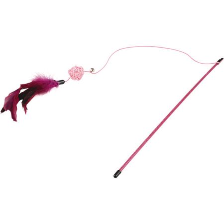 игрушка для кошек РЫЖИЙ КОТ Дразнилка с перьями 45см складной бархатный веер с перьями
