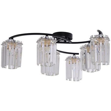 люстра потолочная SCHAFFNER Revista E27 60Вт стекло металл чёрный хром