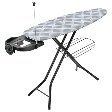 доска гладильная TODELIA Steam 129,5х46см стальная сетка полка для утюга, белья, розетка