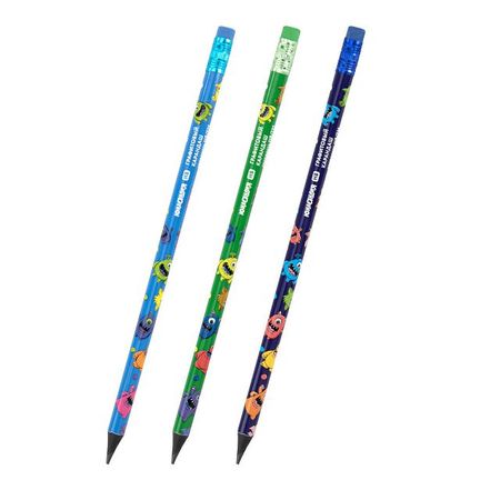 карандаш чернографитный ЮНЛАНДИЯ Монстрики 1 шт HB с ластиком  с принтом чернографитный карандаш erich krause garden pet трёхгранный hb с ластиком в ассортименте