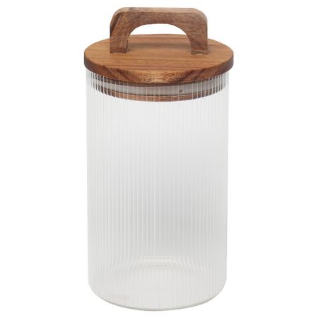 банка для продуктов TODELIA Elegance 0,85л круглая стекло, акация, силикон банка для продуктов todelia simplicity 1 6л круглая стекло пробка силикон