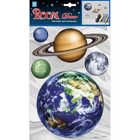наклейка ROOMDECOR Планеты голограмма 21х30см, арт.RKA 2901 наклейка roomdecor анемон 32х50см арт rka 9306 вк