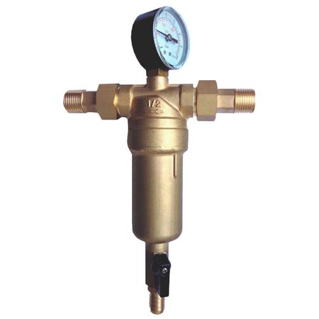 фильтр прямой EUROS 100 мкм самопромывной с манометром 1/2