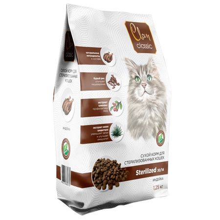 корм для кошек CLAN Classic Sterilized для стерилизованных кошек индейка сухой 1,25кг