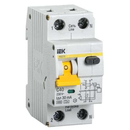 выключатель дифференциального тока IEK KARAT АВДТ 32 C40 30мА выключатель дифференциального тока iek armat b06s 1p np c32 30ма тип ac