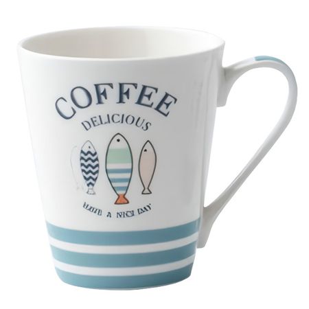 кружка TODELIA Рыбы три рыбы 300мл костяной фарфор деревянная ложка для супа с рисунком рыбы