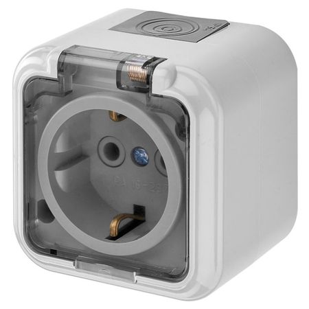 розетка 1 пост BYLECTRICA Пралеска Аква с/з IP54 16А 250В серый коробка распределительная bylectrica 90х87х43мм ip54 серый