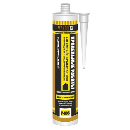 герметик битумный MAKROFIX Р-808 310мл черный, арт.9013 герметик битумный makrofix р 808 310мл арт 9013