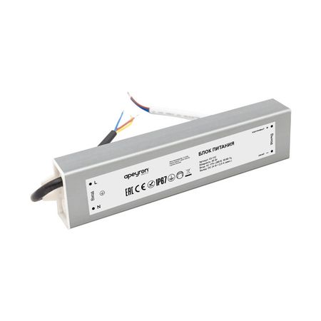 блок питания APEYRON 24В 60Вт IP67 2,5А алюминий водонепроницаемые кабельные вводы нейлон m8 m32 ip67