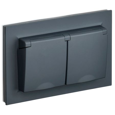 розетка 2 поста IEK BRITE с/з с/ш с крышкой 16А IP44 в сборе графит передсветильник фара в сборе для geely emgrand x7 2011 12 13 14 15 2016