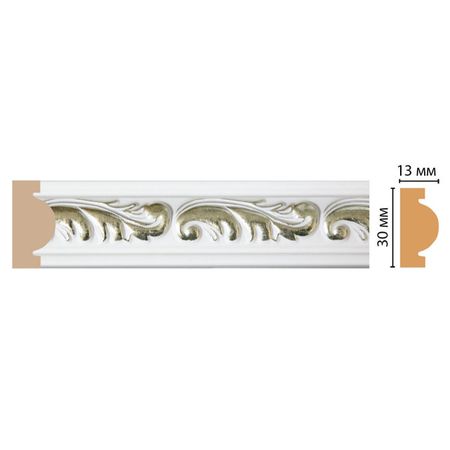 молдинг DECOMASTER 30х13х2400 мм белый полистирол, арт.157-60 молдинг decomaster 51х11х2400 мм полистирол арт 156 6