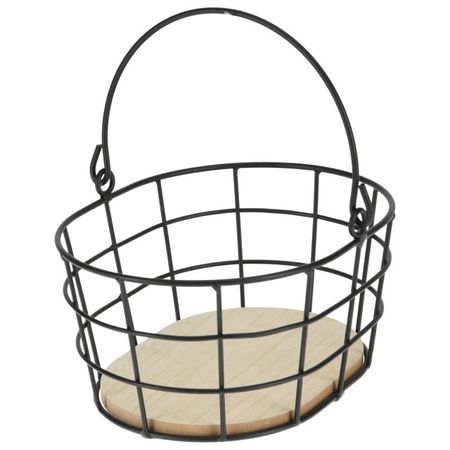 корзина для хранения KOOPMAN 205х160х95мм овальная черный металл/МДФ подсвечник koopman 10х10х20 5см металл