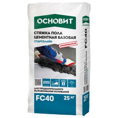 стяжка базовая для внутр. и наруж.работ ОСНОВИТ Стартолайн FC40 армир. 25кг ранавексим пор наруж 10 гр