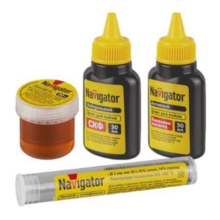 набор для пайки NAVIGATOR 4 предмета бессвинцовый паяльный флюс канифоль 10г