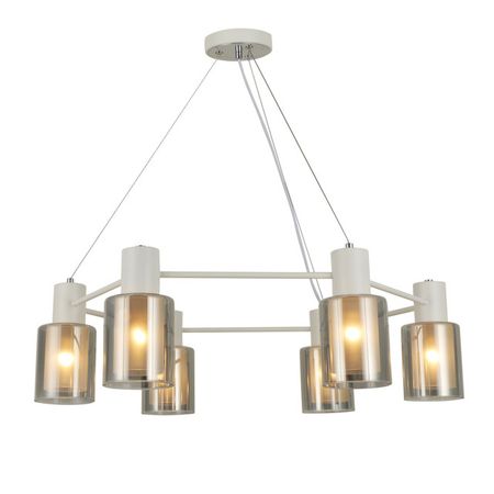 люстра подвесная SCHAFFNER Manso Е14 15Вт стекло металл белый