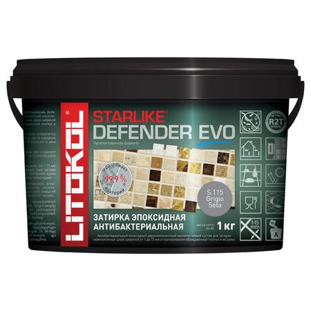 затирка для швов LITOKOL Старлайк Дефендер Эво/Starlike Defender Evo 1-15мм 1кг серая
