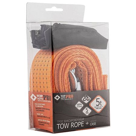 трос буксировочный TOP AUTO Премиум 50мм 5м 5т 2крюка сумка-чехол трос буксировочный top auto премиум 50мм 5м 5т 2крюка сумка