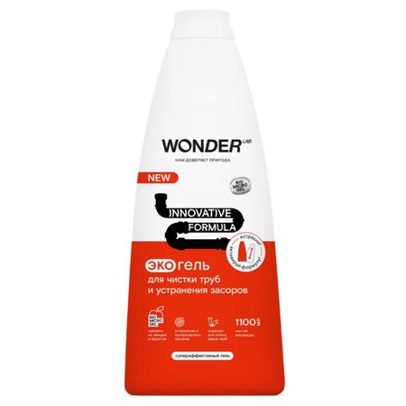 средство чистящее WONDER LAB для удаления засоров в трубах гель 1,1л средство чистящее кrот turbo для удаления засоров в трубах гель 1л
