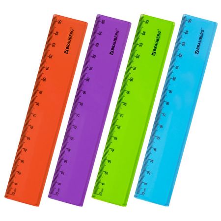 линейка BRAUBERG Fruity 15см пластик в асс-те чертежный стамм s линейка 15см треугольник 30 треугольник 45 транспортир