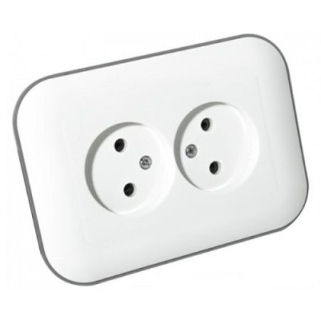 розетка 2 поста OVIVO Лофт без заземления белый/черный рамка 3 поста ovivo loft белый