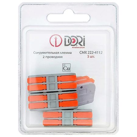 клемма проходная DORI с рычажком 2х4мм.кв 3шт серый клемма соединительная navigator 2х2 5кв мм 50шт серый
