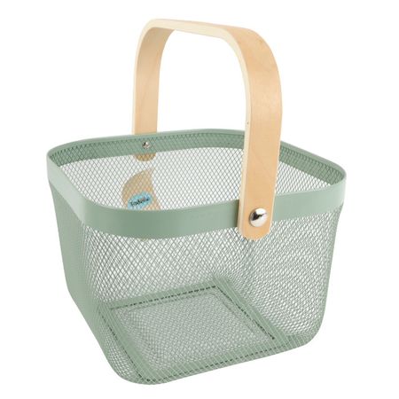 корзина для хранения TODELIA Thorm 250х245х185мм с ручкой металл/дерево зеленая шкатулка todelia seasons 24х17 6х7см дерево