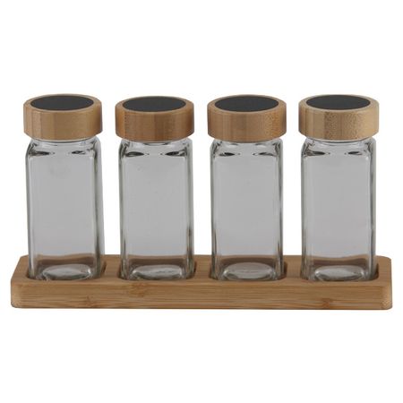 набор для специй TODELIA Chief 4 предмета на подставке стекло, бамбук