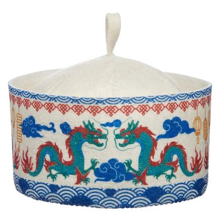 шапка банная Драконы орнамент фетр с принтом белая фланелевое одеяло с принтом лап для таксы